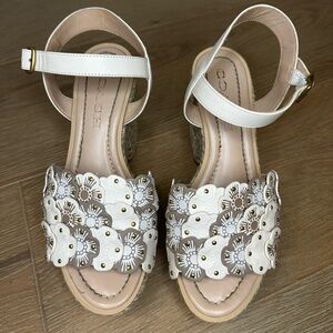 Coach White Floral Espadrille Sandals
